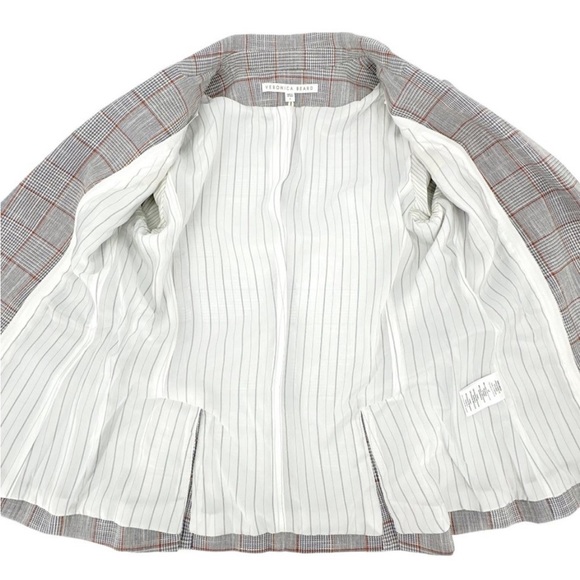 $698 Veronica Beard Schoolboy Dickey Jacket Blazer Plaid pearlized buttons sz 8 - Picture 12 of 15